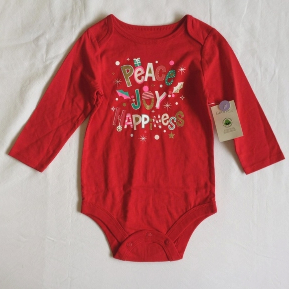 NEW george christmas graphic long sleeve bodysuit diaper shirt 12-18 months baby